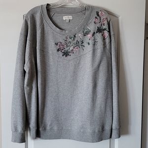 Lucky Brand Floral Embroidered Sweatshirt Crewneck